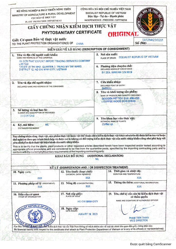 Phytosanitary Certificate ASPIMEX